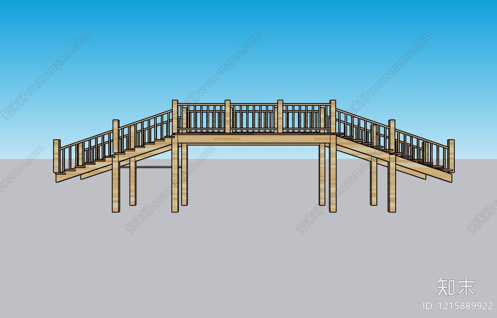原木风景观桥SU模型下载【ID:1215889922】