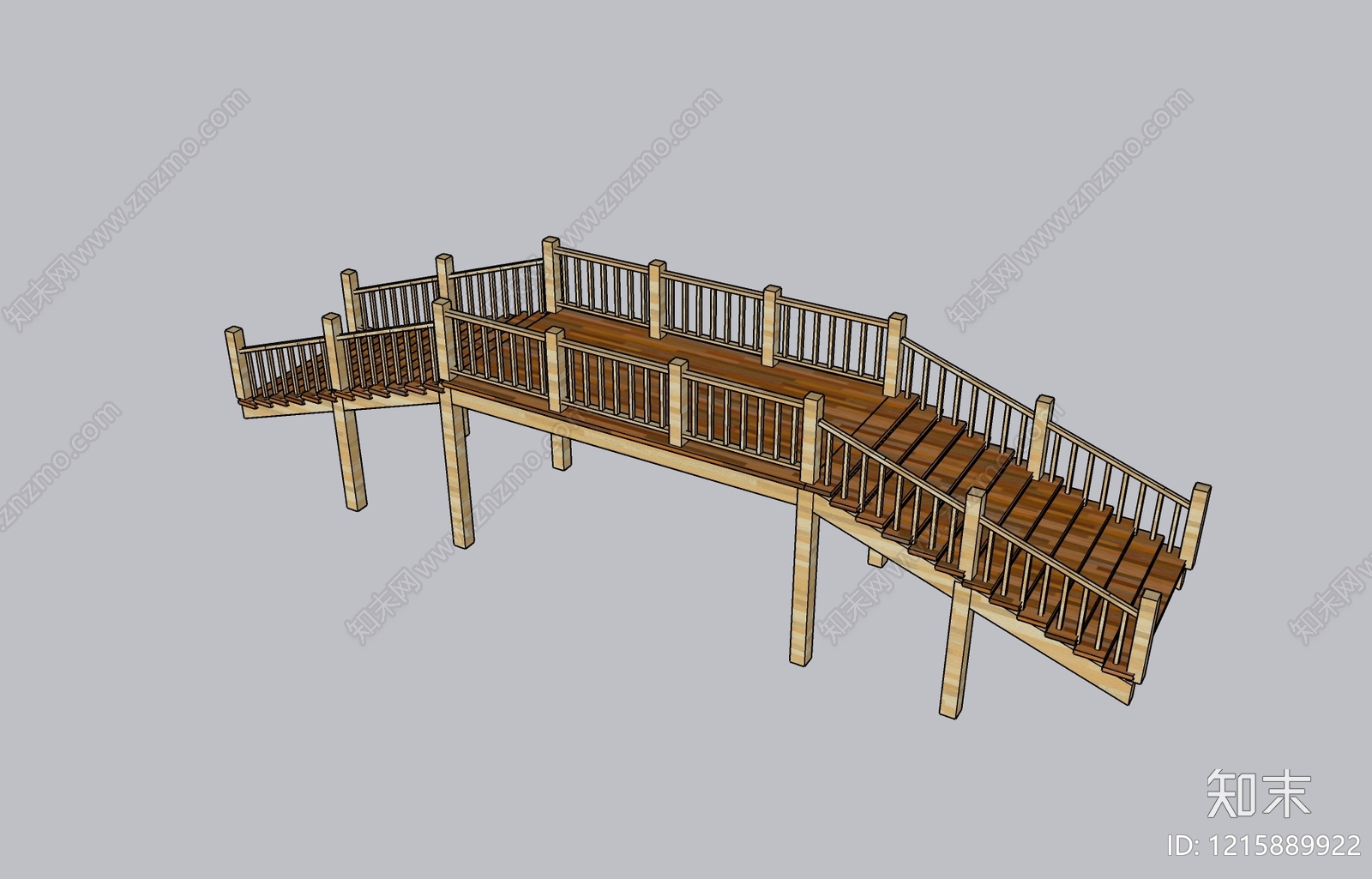 原木风景观桥SU模型下载【ID:1215889922】