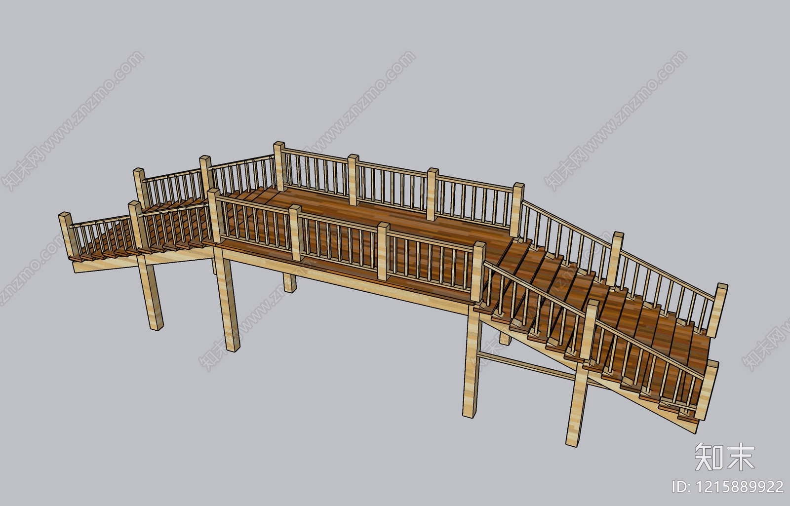 原木风景观桥SU模型下载【ID:1215889922】