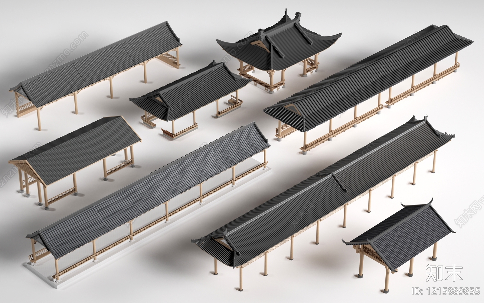 新中式连廊SU模型草图