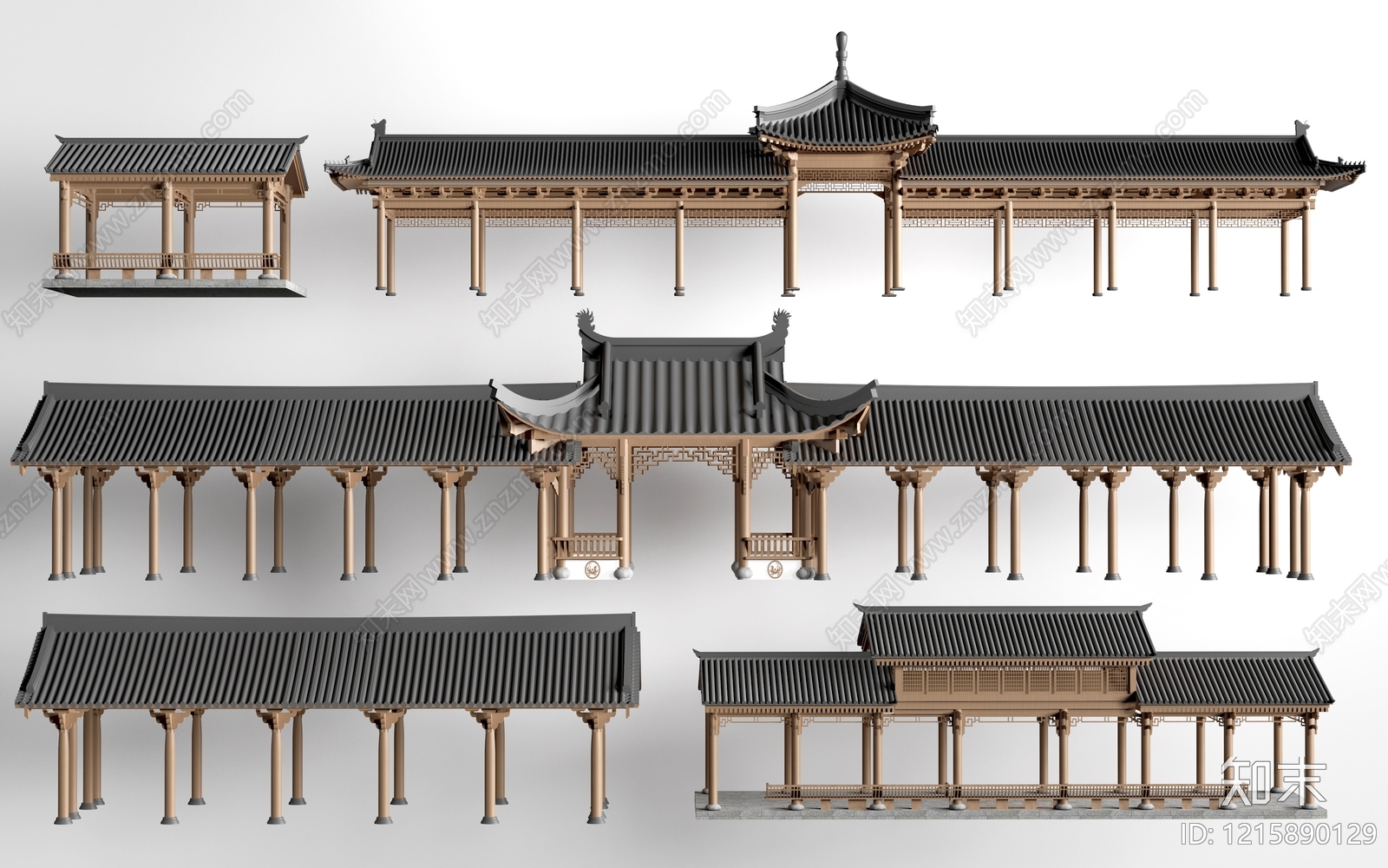 新中式连廊SU模型草图