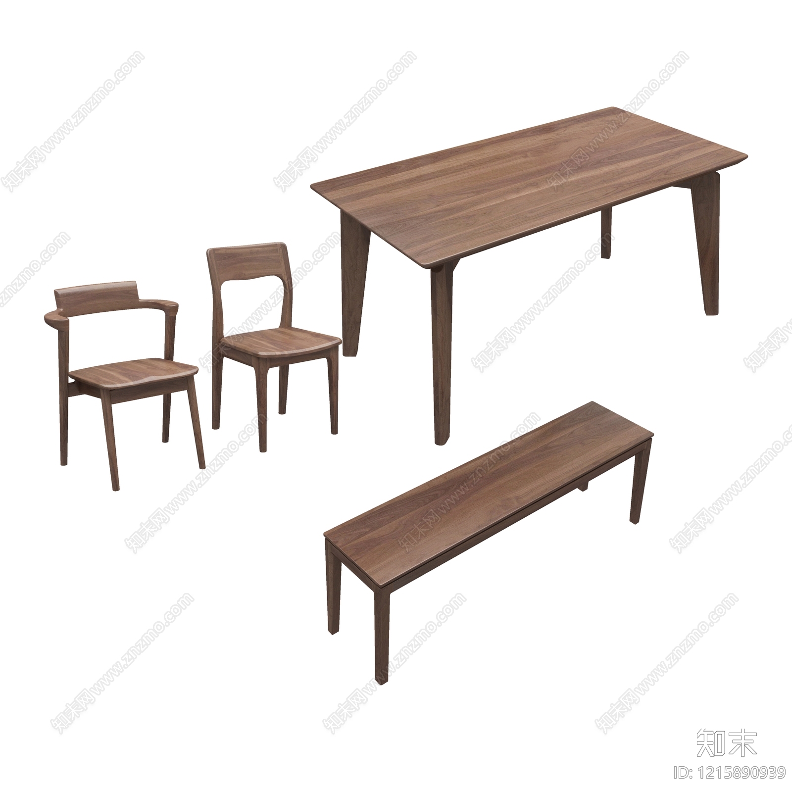 原木风餐桌椅3D模型下载【ID:1215890939】