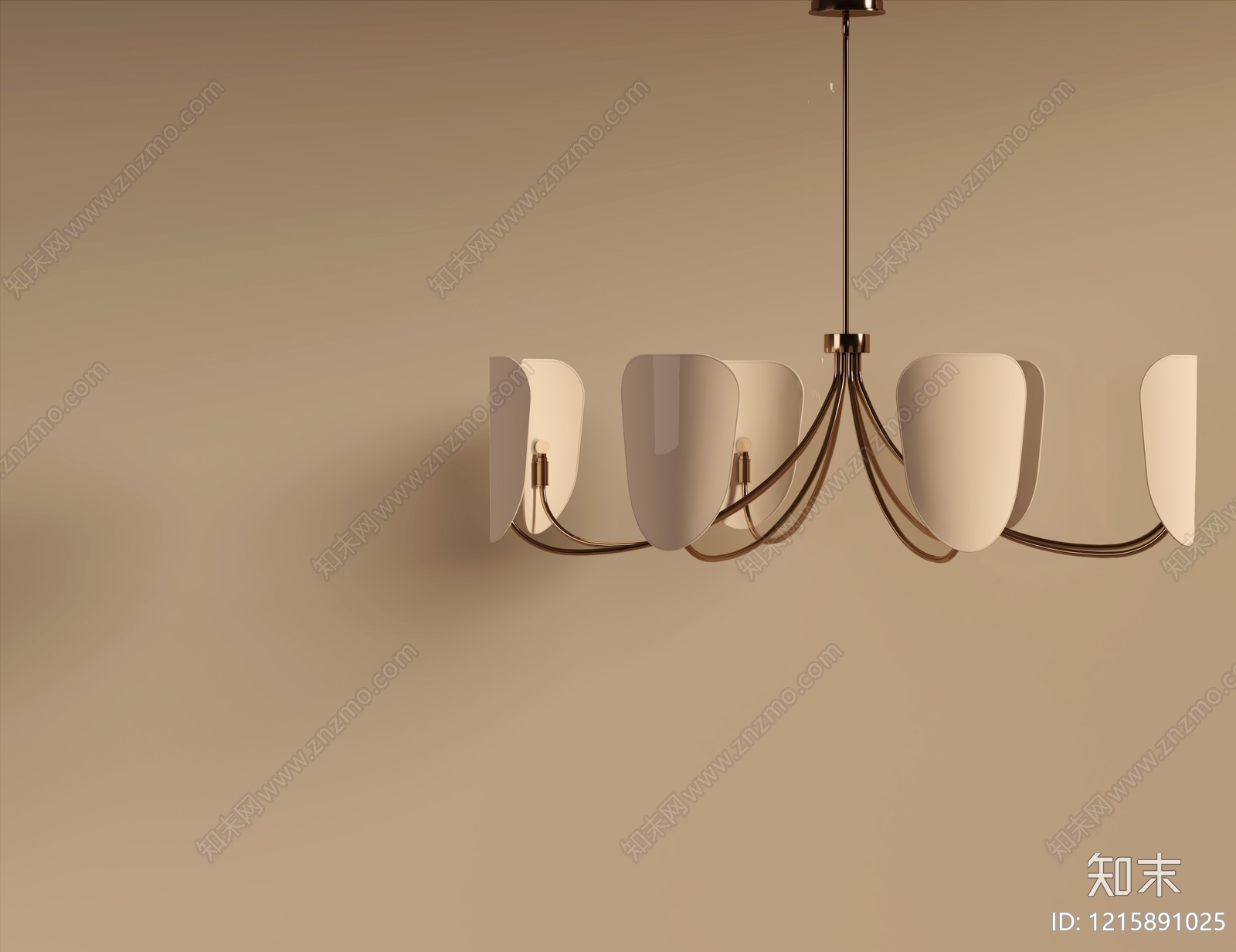 奶油风客厅吊灯3D模型渲染效果图