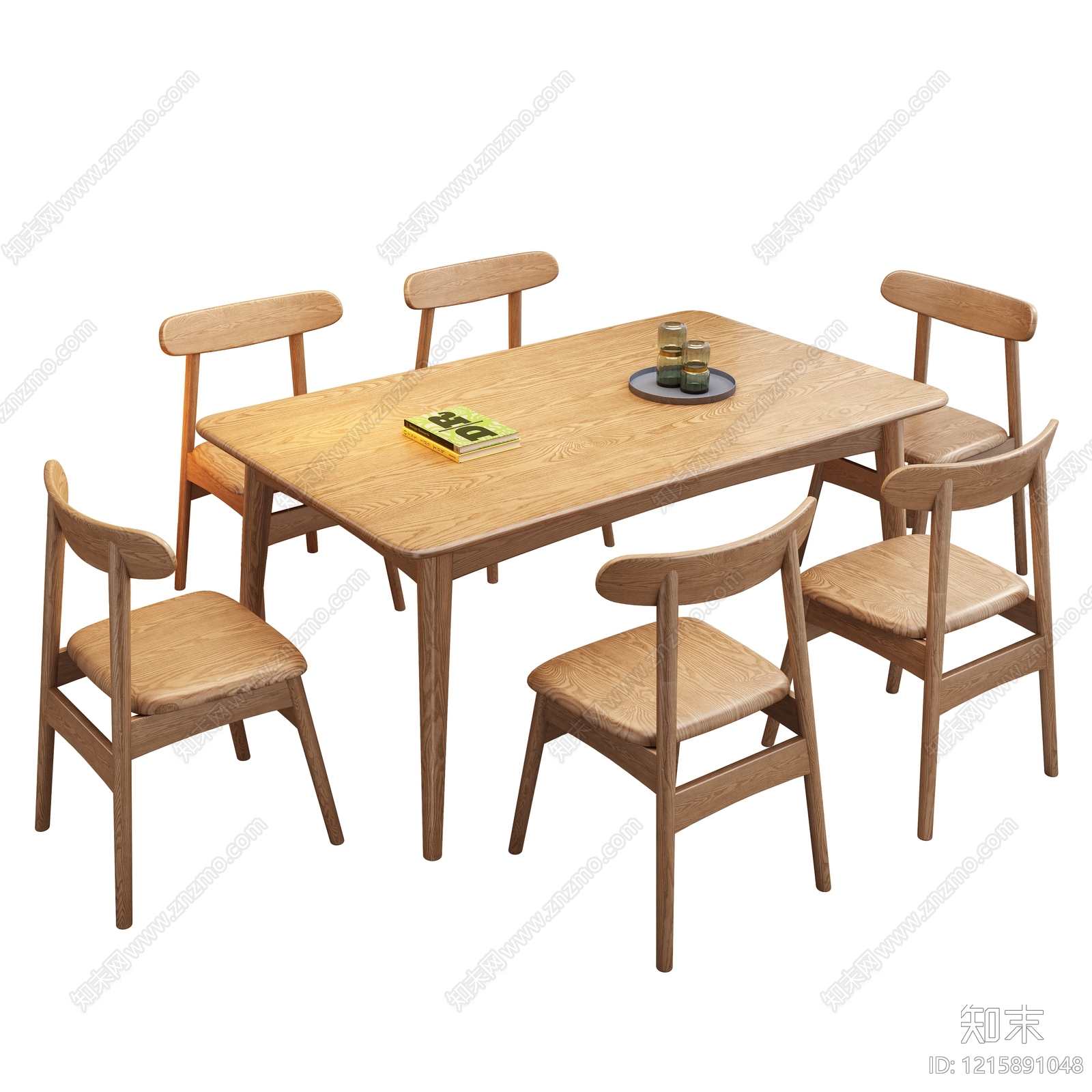 原木风餐桌椅3D模型下载【ID:1215891048】