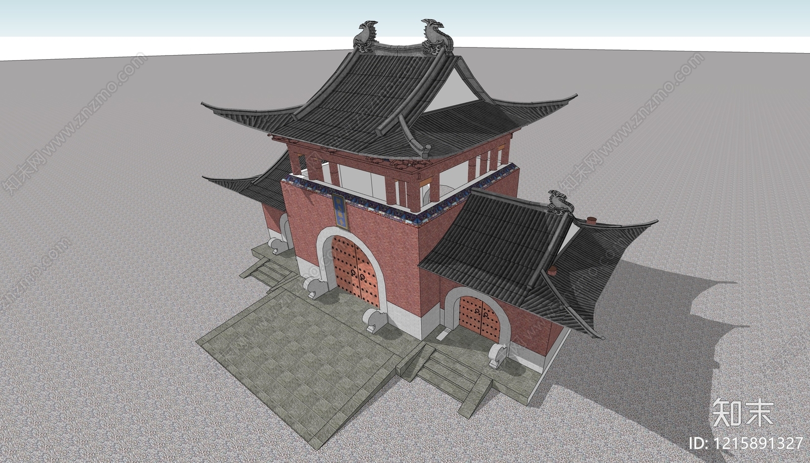 新中式寺庙建筑SU模型下载【ID:1215891327】