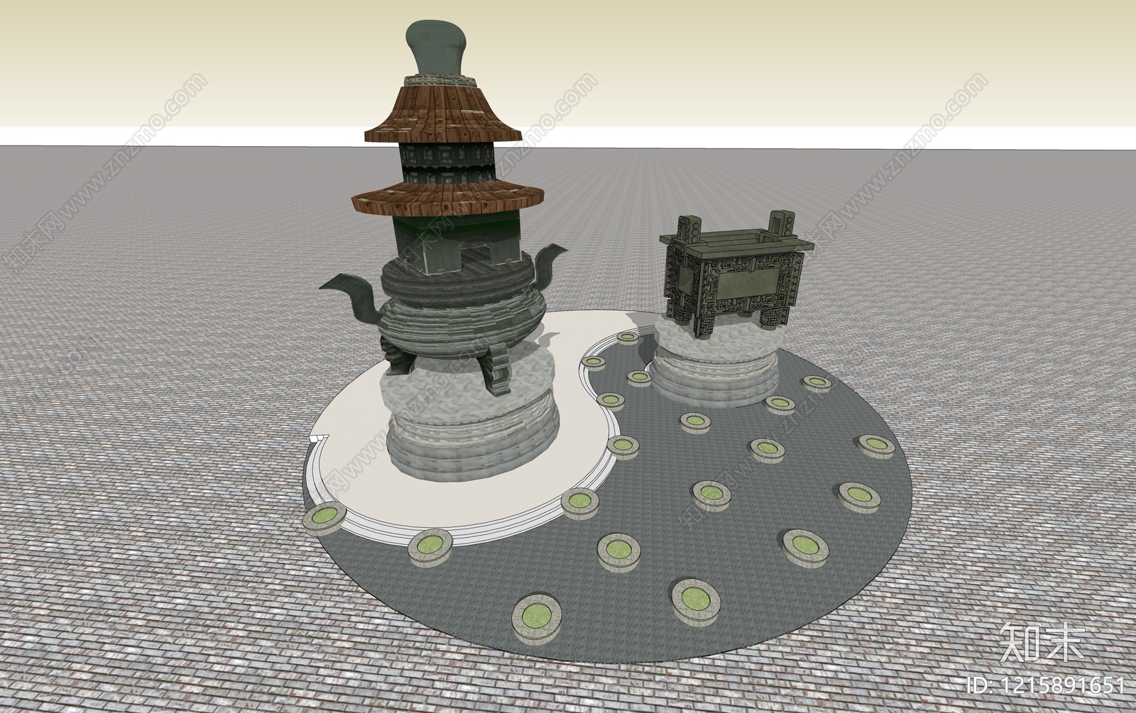 新中式景观其他景观小品SU模型下载【ID:1215891651】