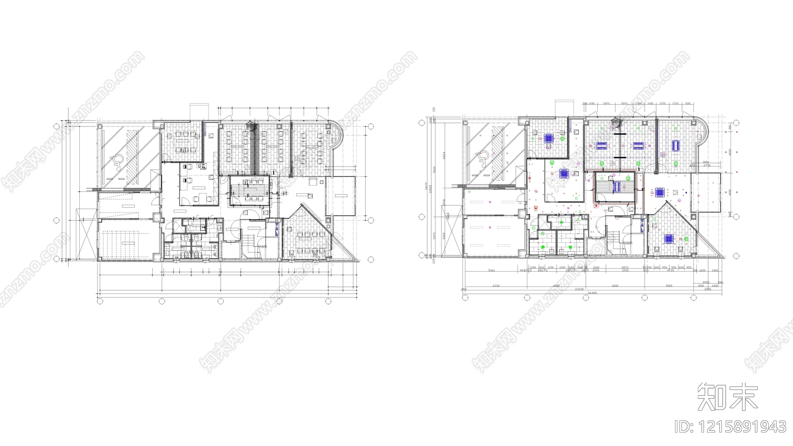 现代整体办公空间施工图下载【ID:1215891943】