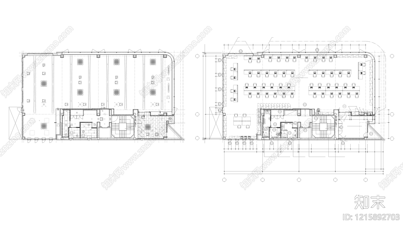 现代开放办公室施工图下载【ID:1215892703】