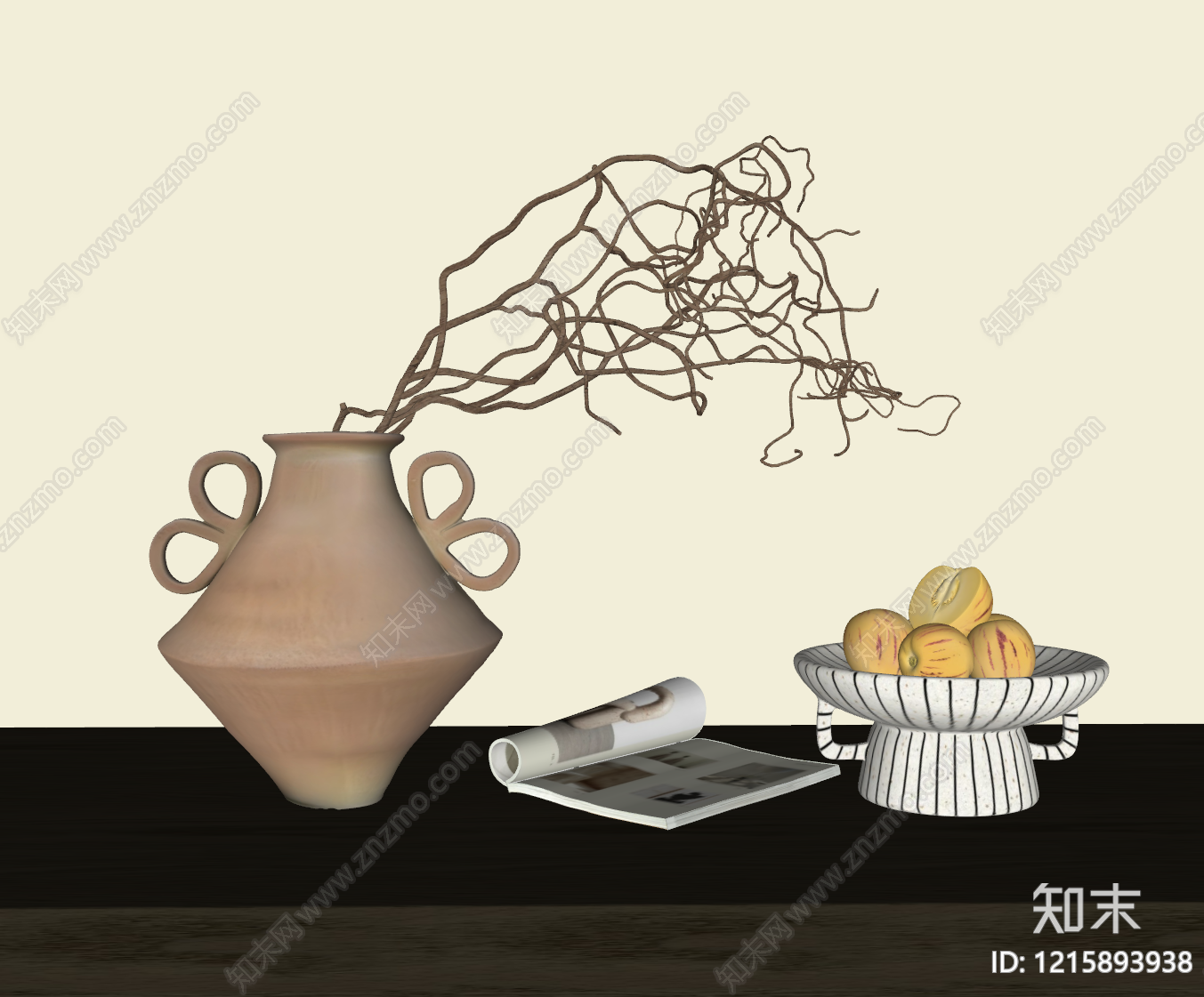 侘寂摆件组合SU模型下载【ID:1215893938】