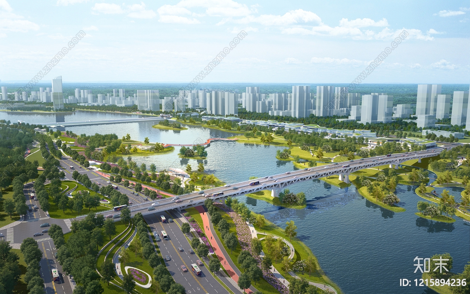 现代主义滨水景观3D模型下载【ID:1215894236】