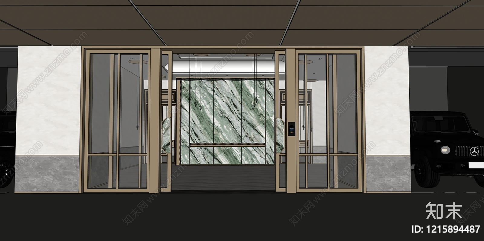 现代轻奢酒店入口SU模型下载【ID:1215894487】