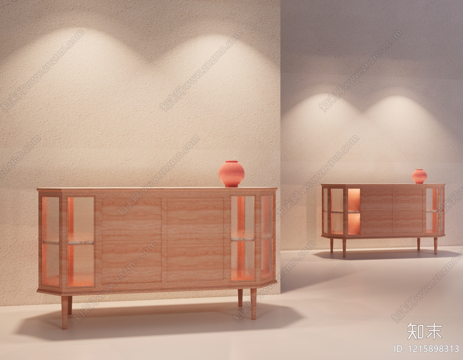 奶油风餐边柜3D模型下载【ID:1215898313】