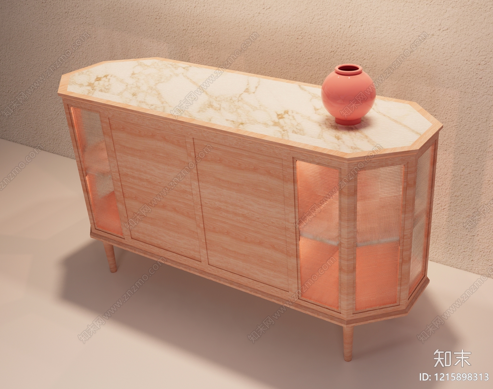 奶油风餐边柜3D模型下载【ID:1215898313】