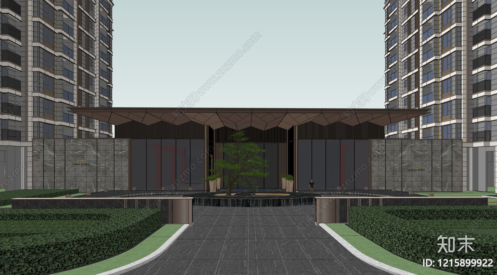 新中式售楼处建筑SU模型下载【ID:1215899922】