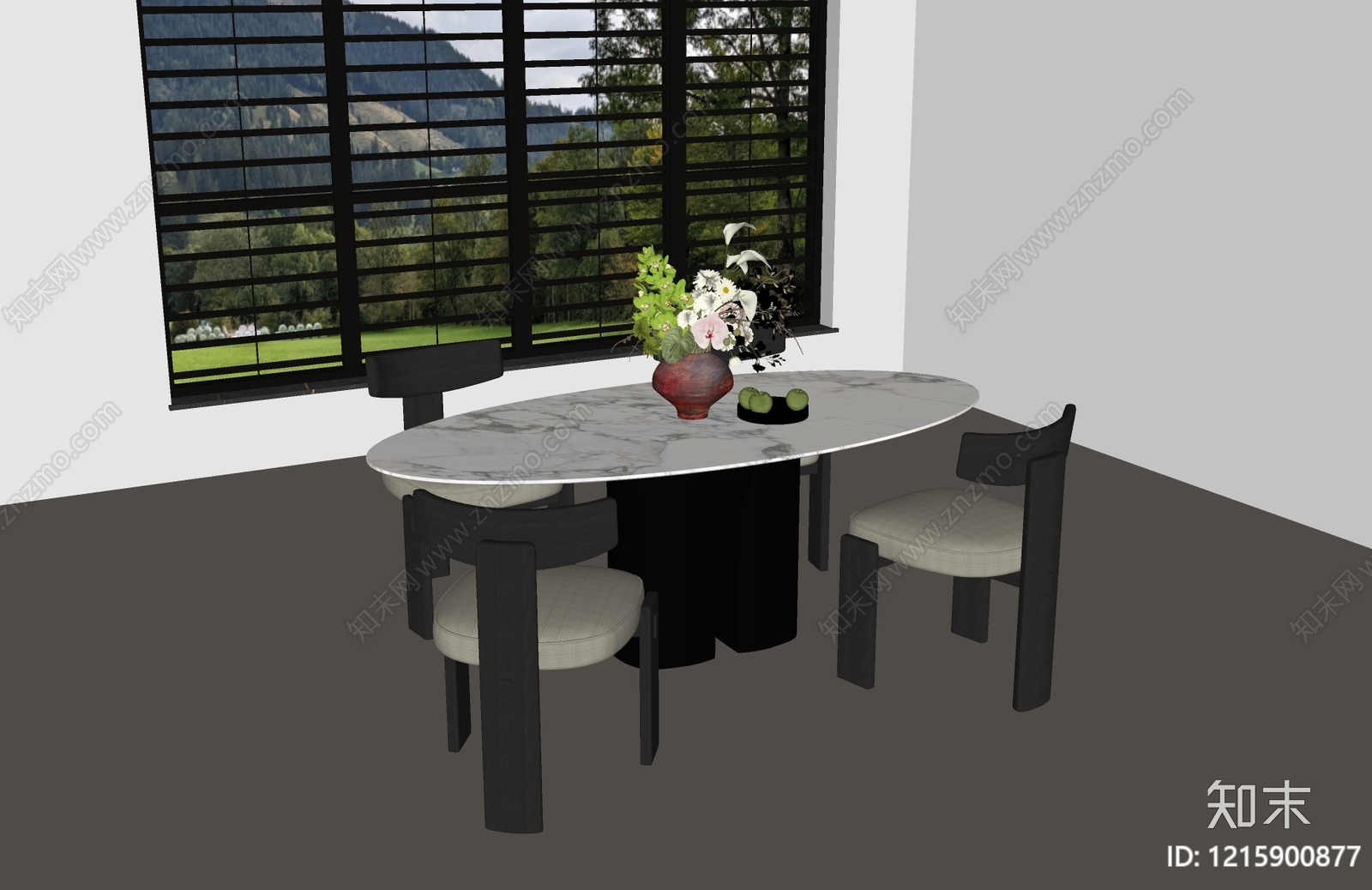 现代餐桌椅SU模型下载【ID:1215900877】
