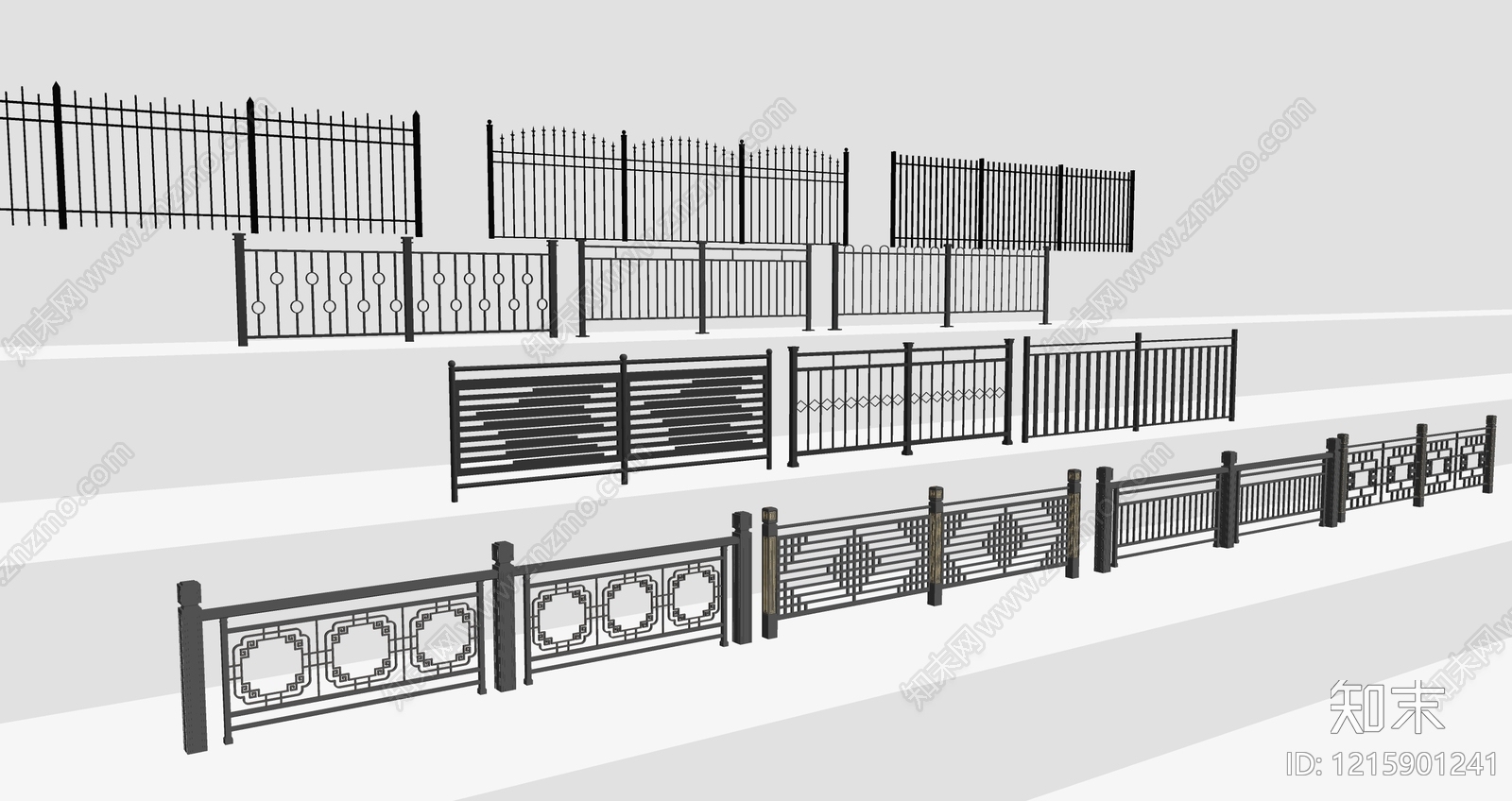 现代围栏护栏SU模型下载【ID:1215901241】