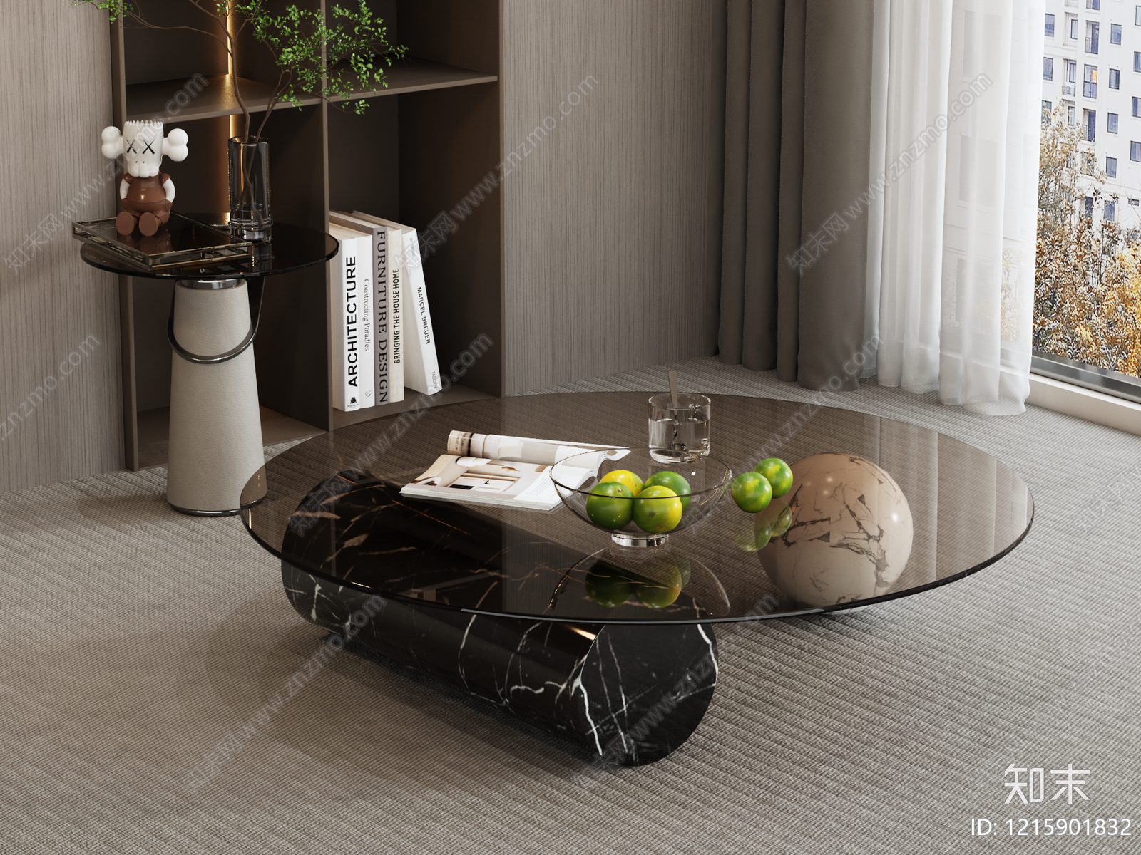 现代简约茶几3D模型渲染效果图