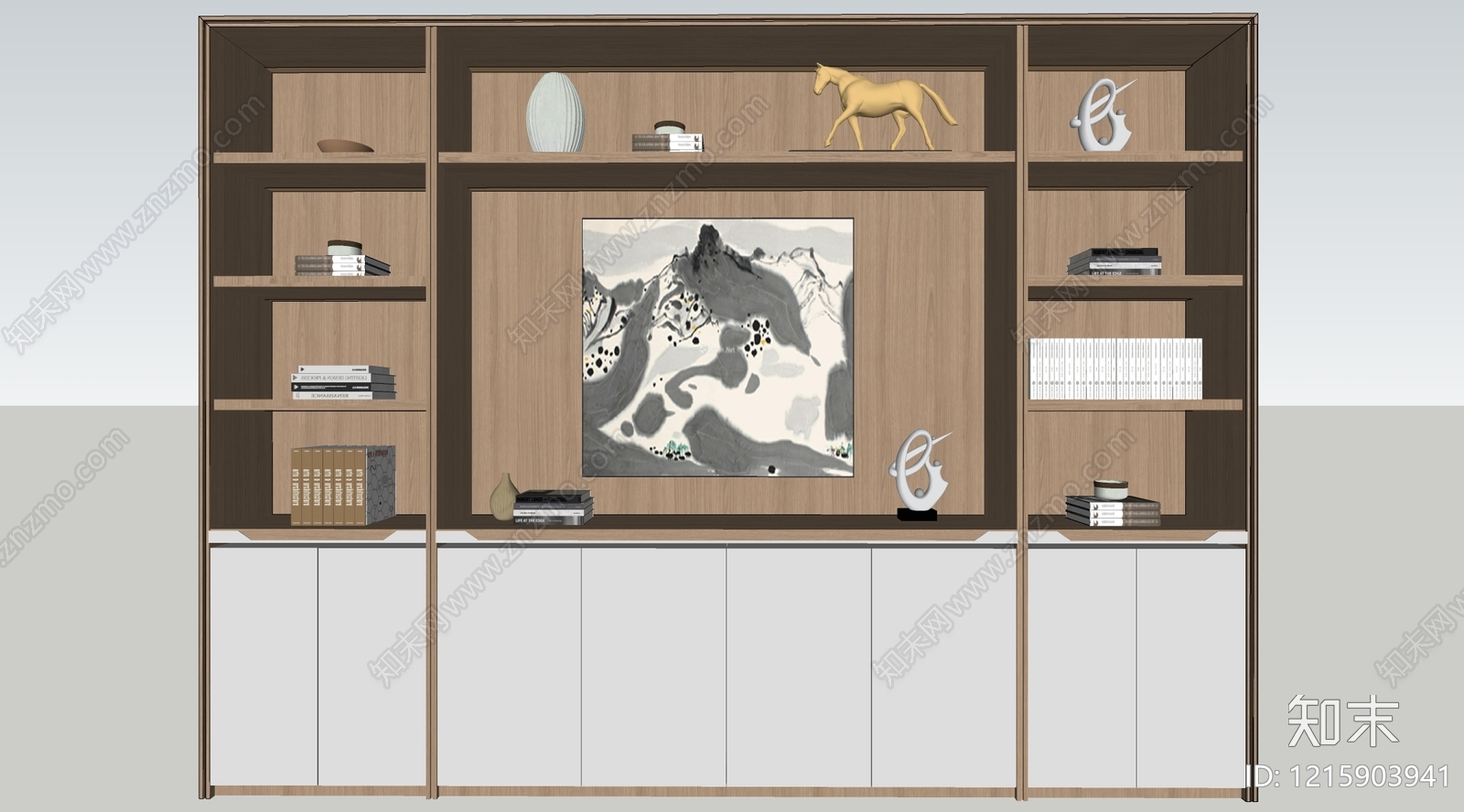 新中式装饰柜SU模型下载【ID:1215903941】