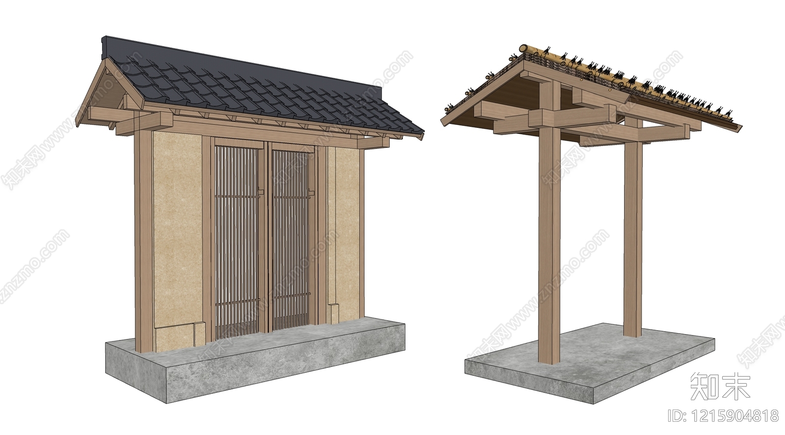 新中式庭院门SU模型下载【ID:1215904818】