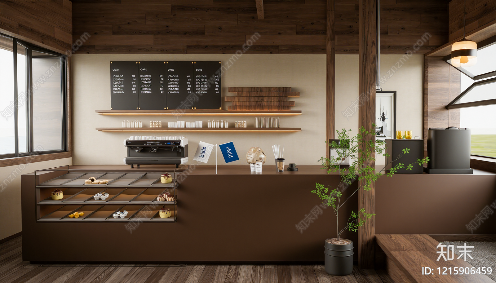 侘寂风咖啡厅SU模型下载【ID:1215906459】