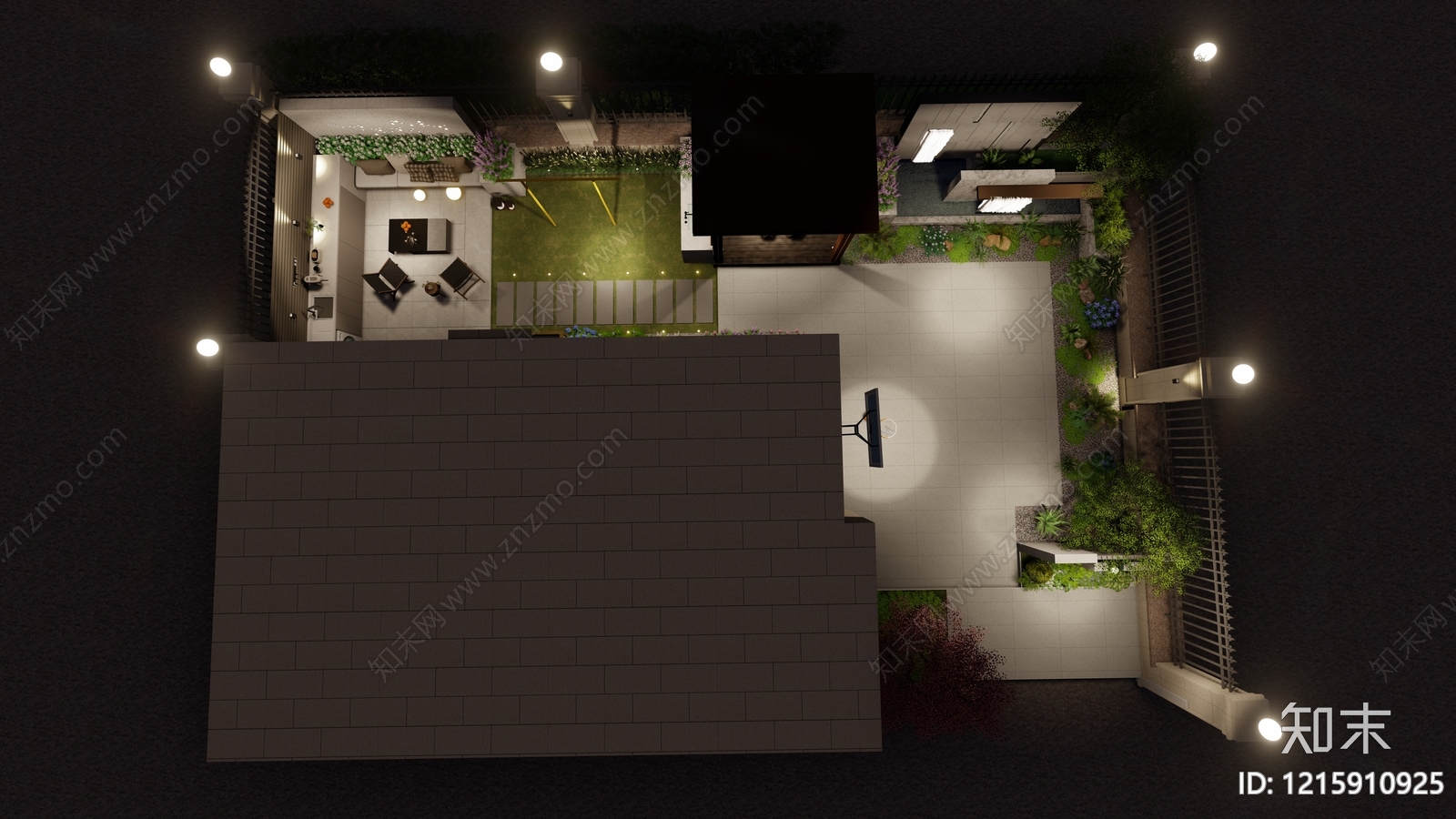 现代别墅庭院SU模型下载【ID:1215910925】