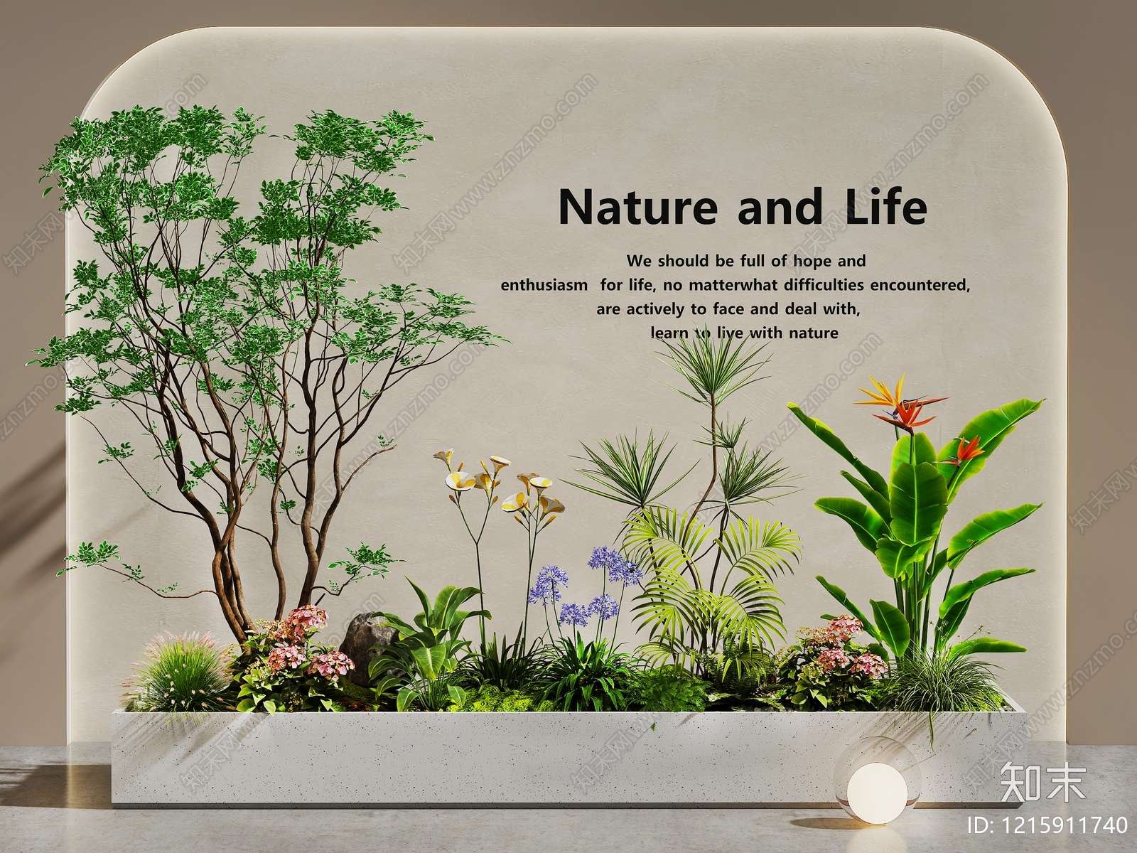 奶油风花境3D模型下载【ID:1215911740】