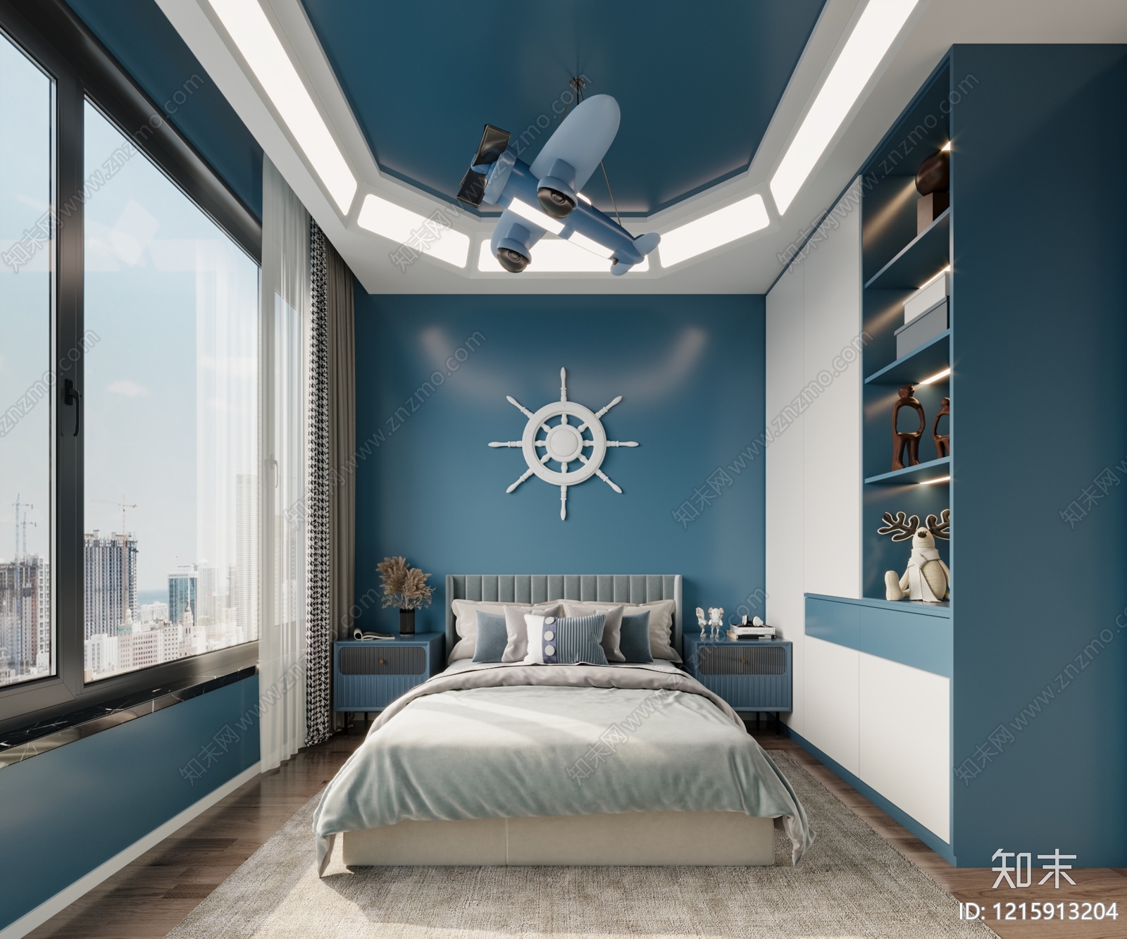 现代简约男孩房3D模型下载【ID:1215913204】