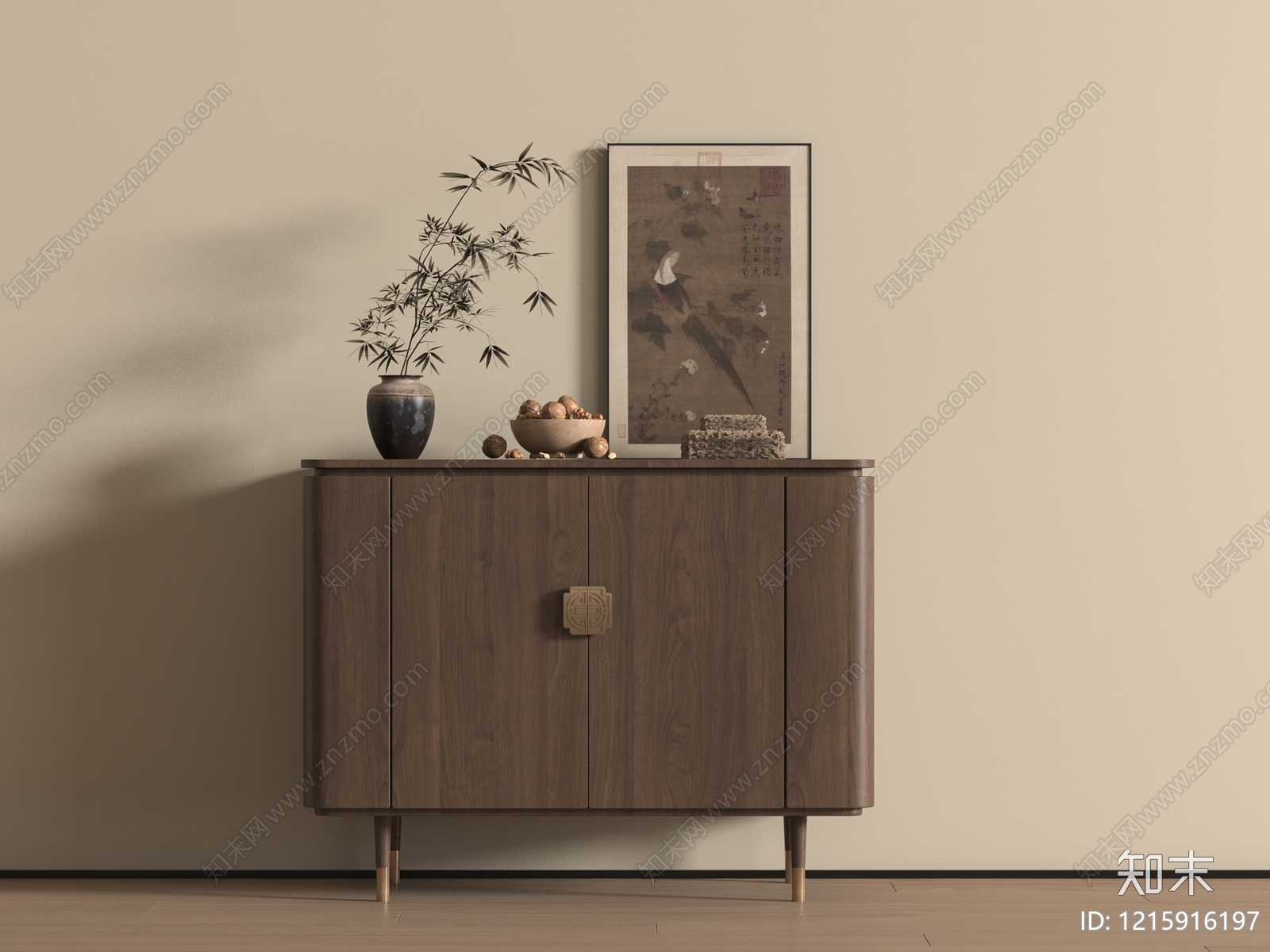 新中式玄关柜3D模型下载【ID:1215916197】