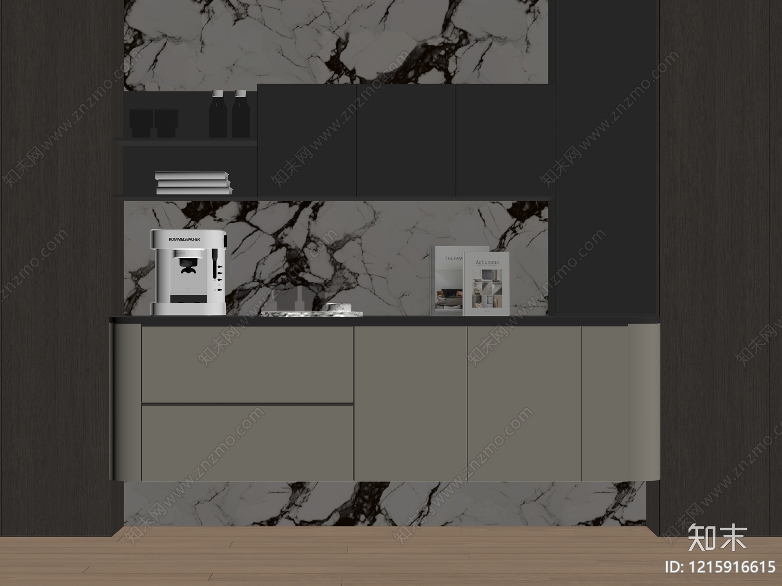 现代餐边柜SU模型下载【ID:1215916615】