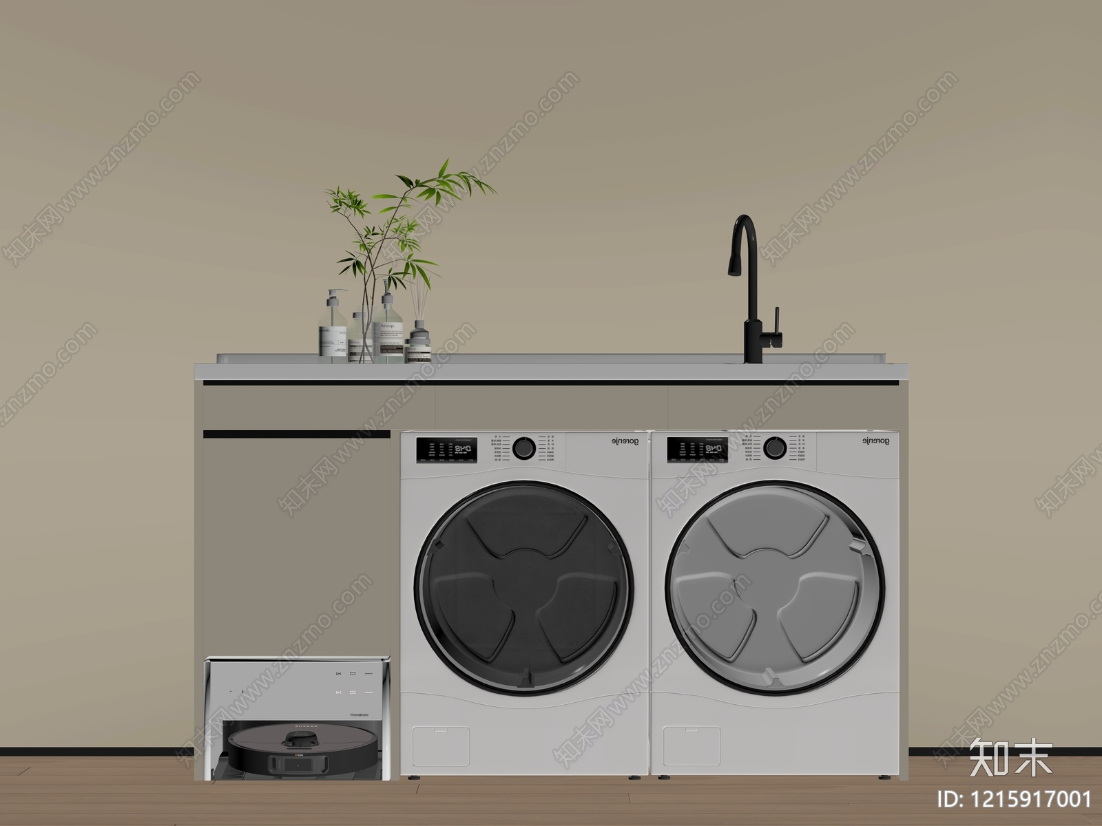 现代洗衣机柜SU模型下载【ID:1215917001】