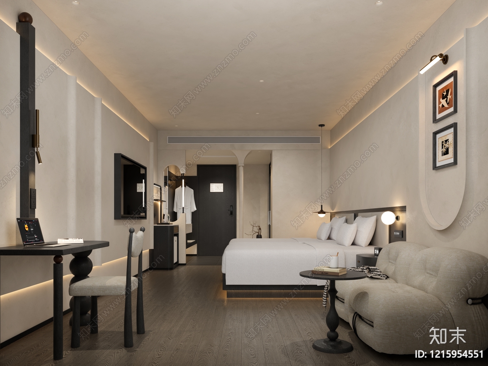 现代酒店客房SU模型下载【ID:1215954551】