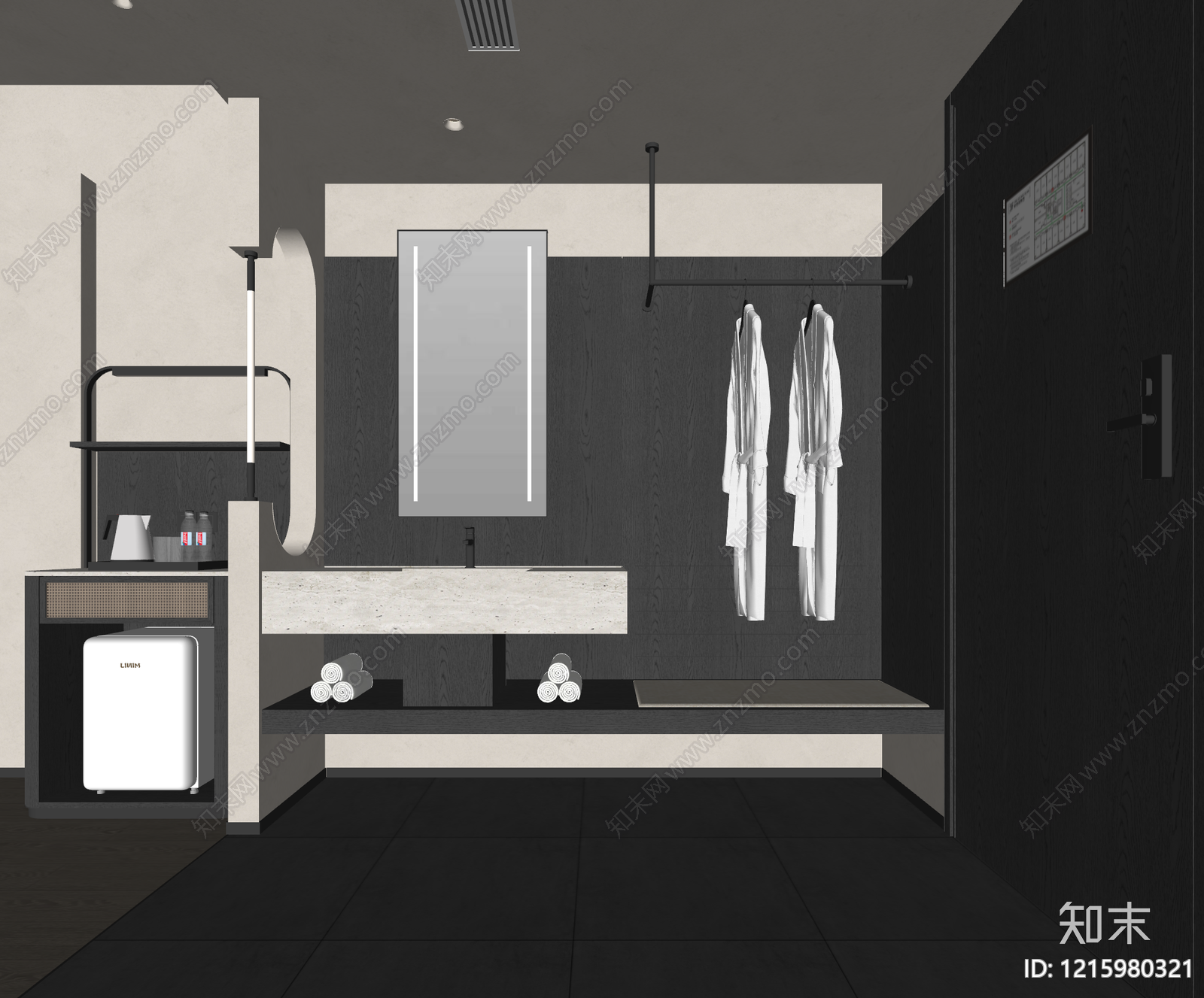 现代酒店客房SU模型下载【ID:1215980321】