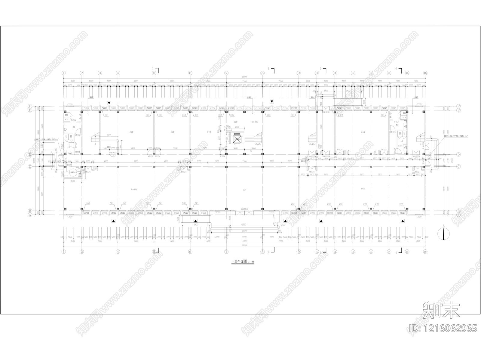 现代办公楼建筑cad施工图下载【ID:1216062965】