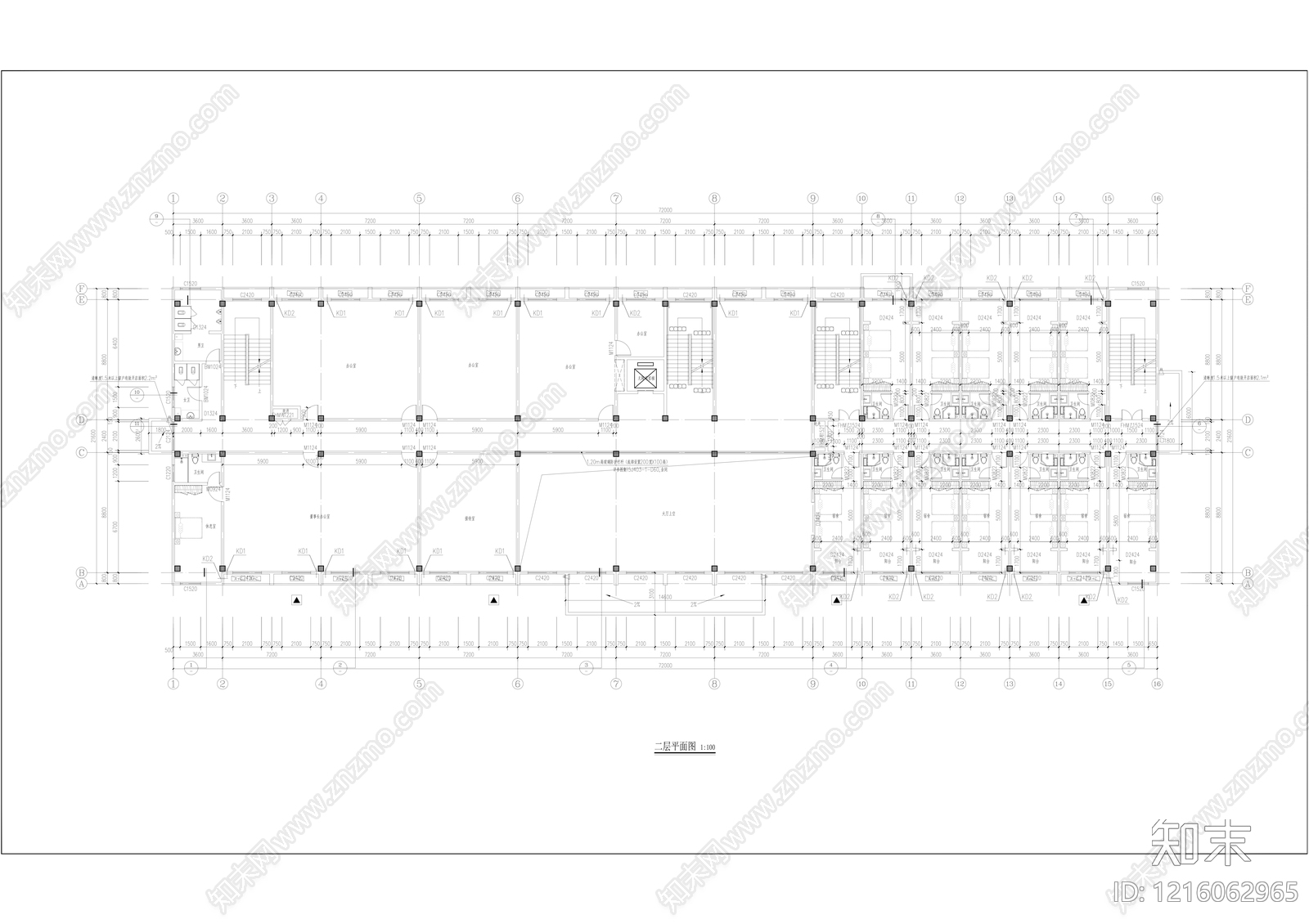 现代办公楼建筑cad施工图下载【ID:1216062965】
