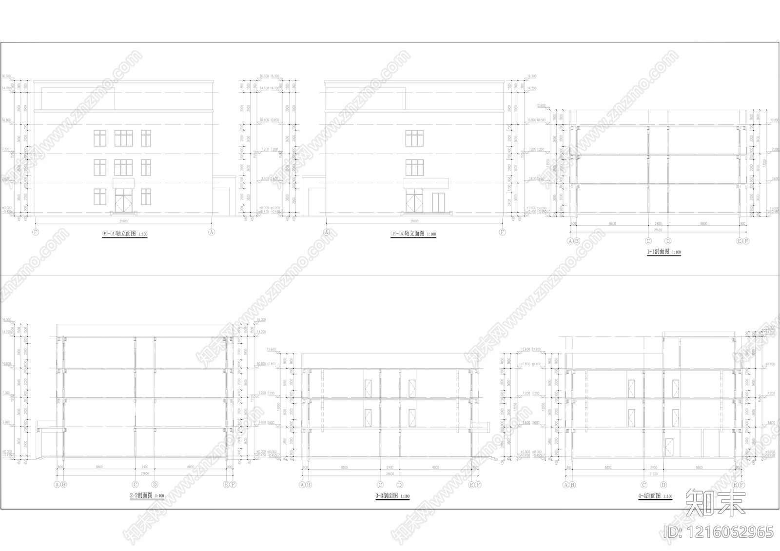 现代办公楼建筑cad施工图下载【ID:1216062965】