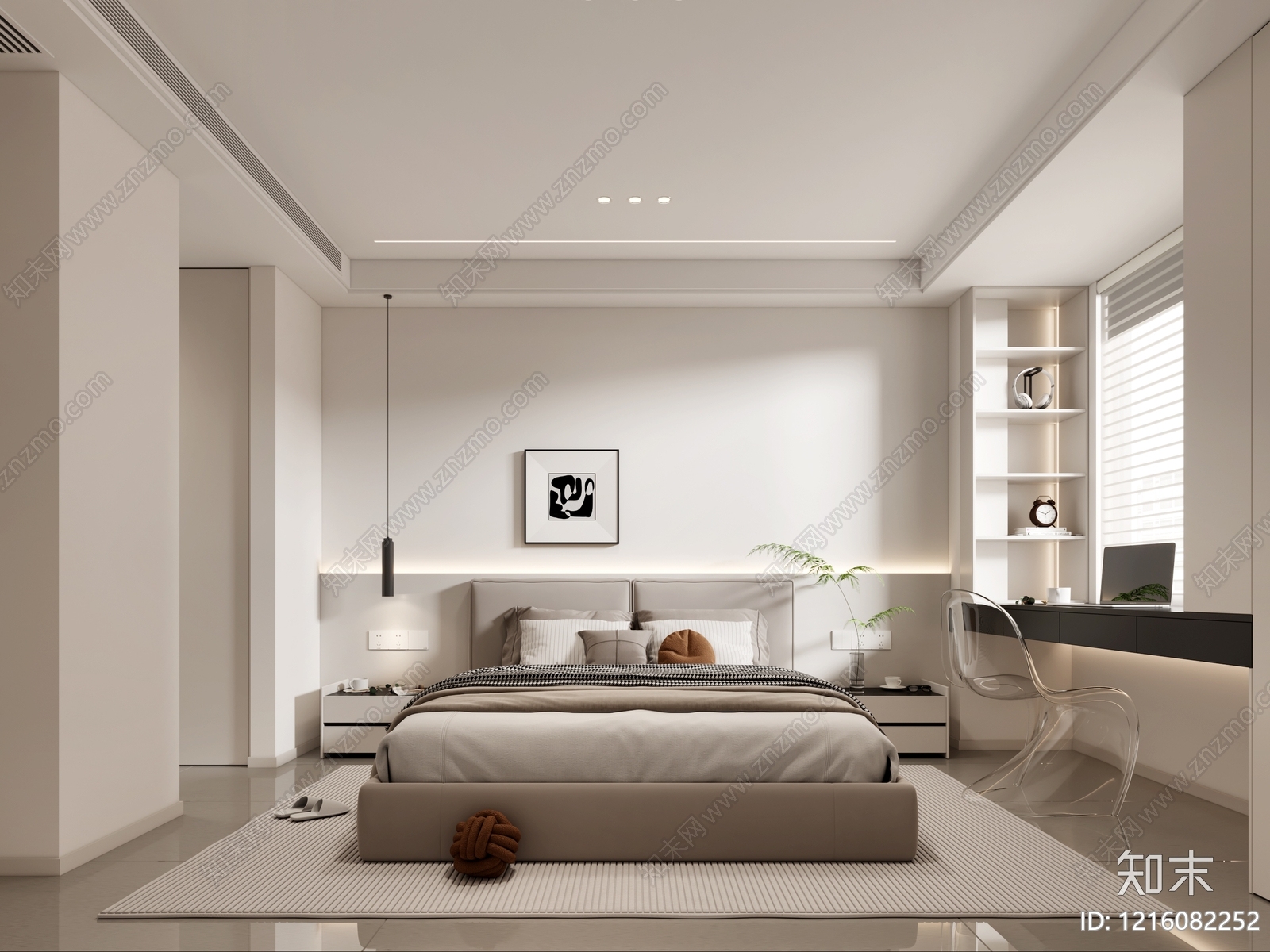 极简主卧3D模型下载【ID:1216082252】