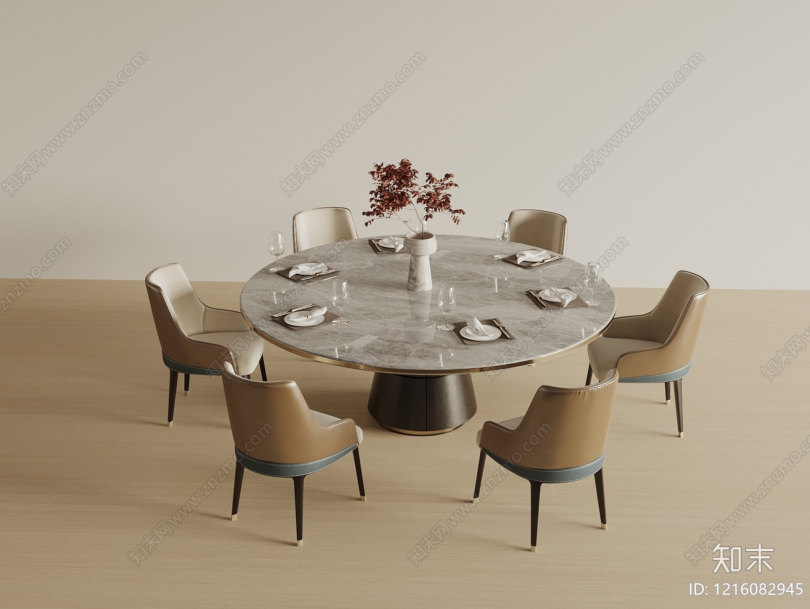 现代简约餐桌椅3D模型下载【ID:1216082945】