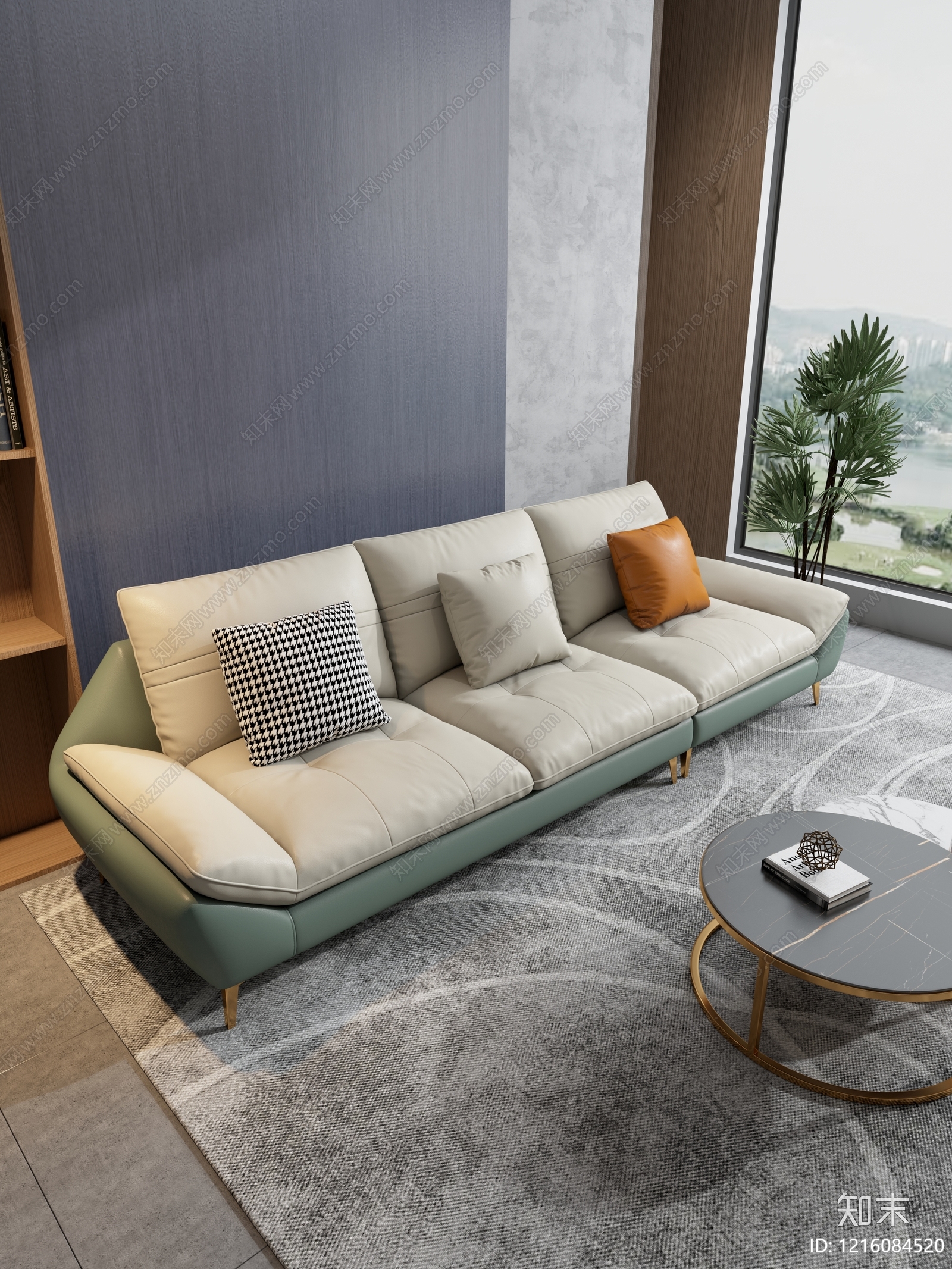 现代简约三人沙发3D模型下载【ID:1216084520】