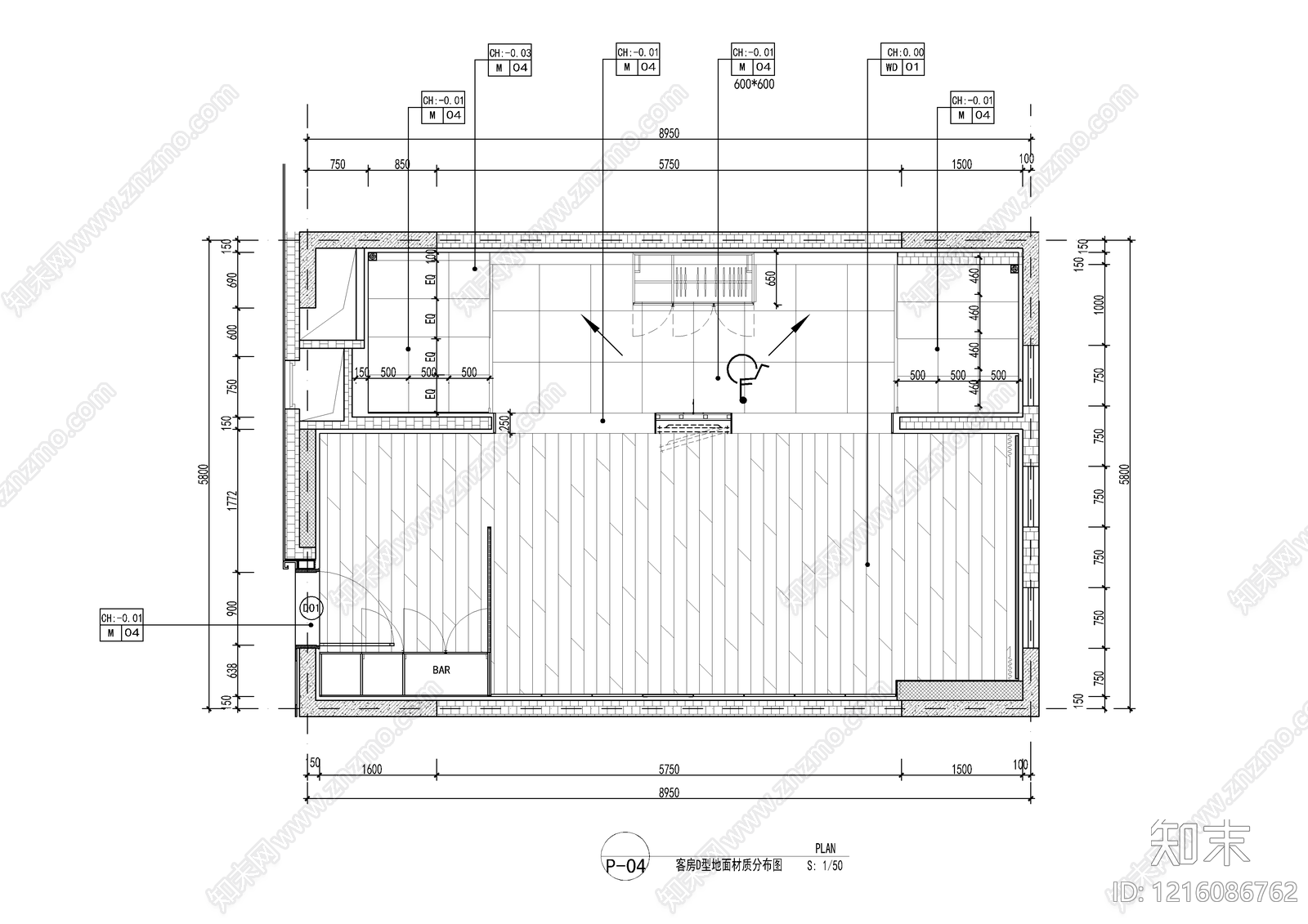 酒店客房cad施工图下载【ID:1216086762】
