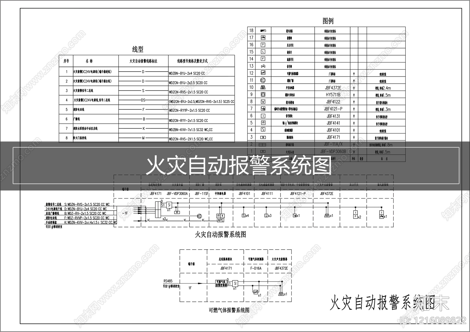 火灾自动报警系统cad施工图下载【ID:1216089822】
