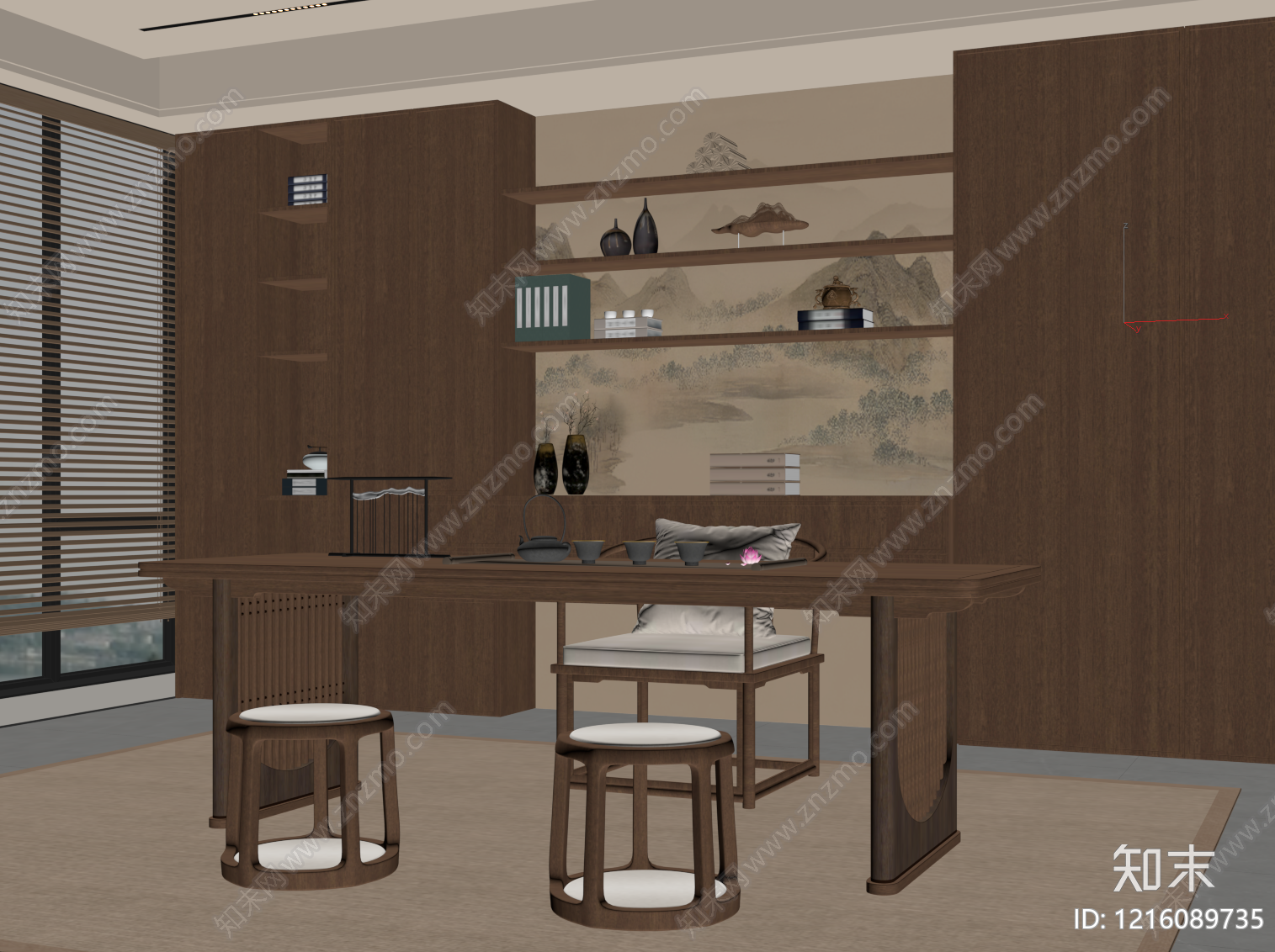 新中式茶室SU模型下载【ID:1216089735】