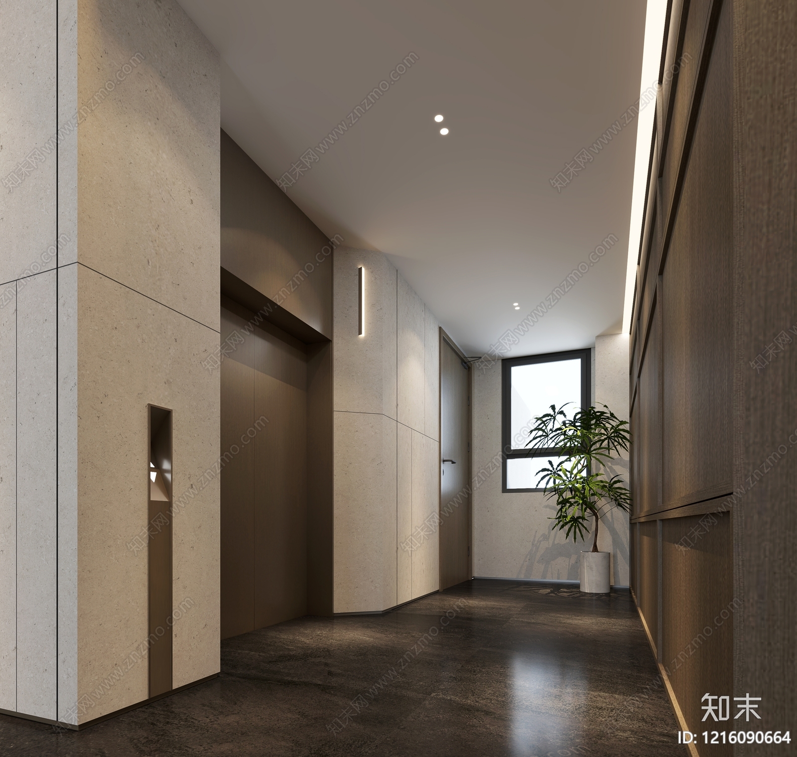 现代简约电梯间3D模型下载【ID:1216090664】