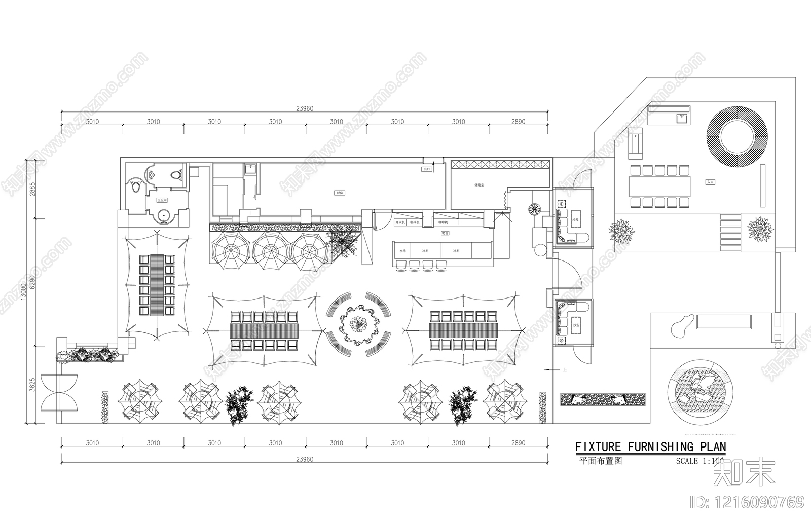 现代中餐厅施工图下载【ID:1216090769】