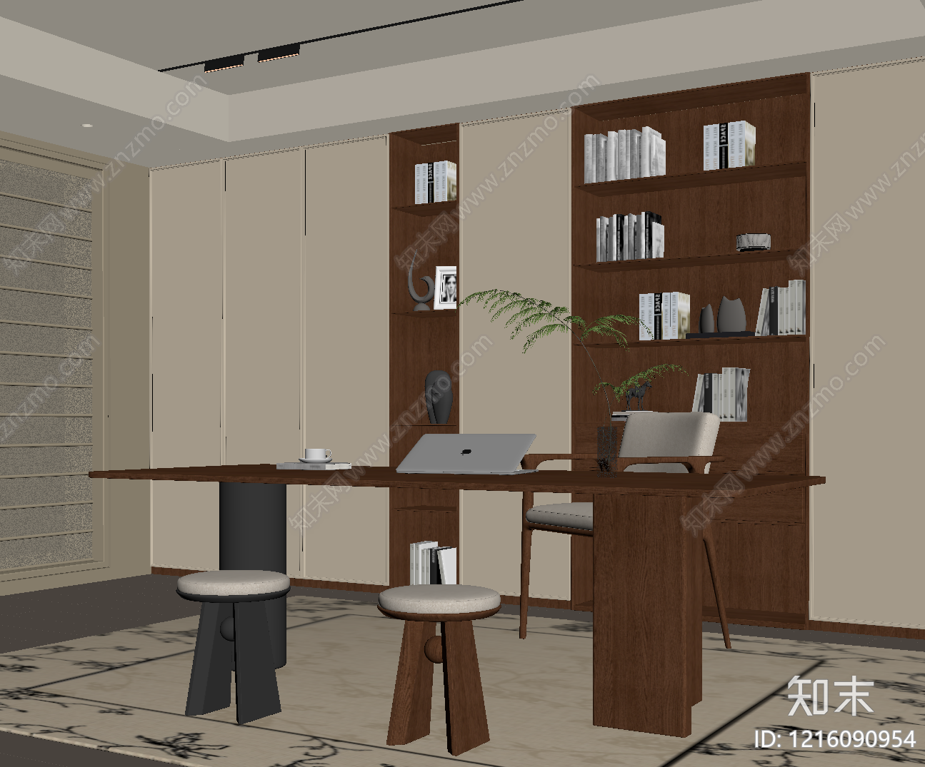 现代书房SU模型下载【ID:1216090954】