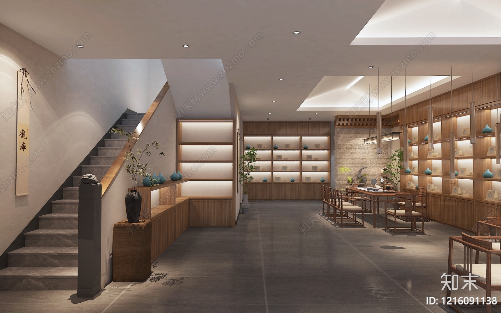 新中式茶叶店3D模型下载【ID:1216091138】