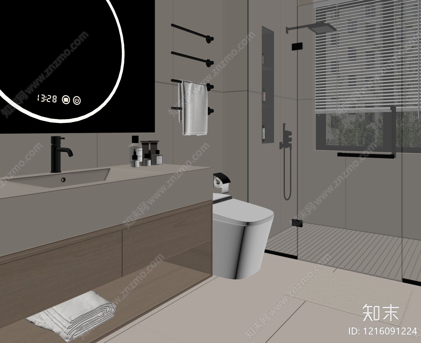 现代浴室柜SU模型下载【ID:1216091224】