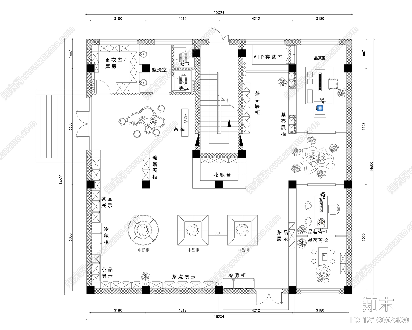 新中式茶馆施工图下载【ID:1216092460】