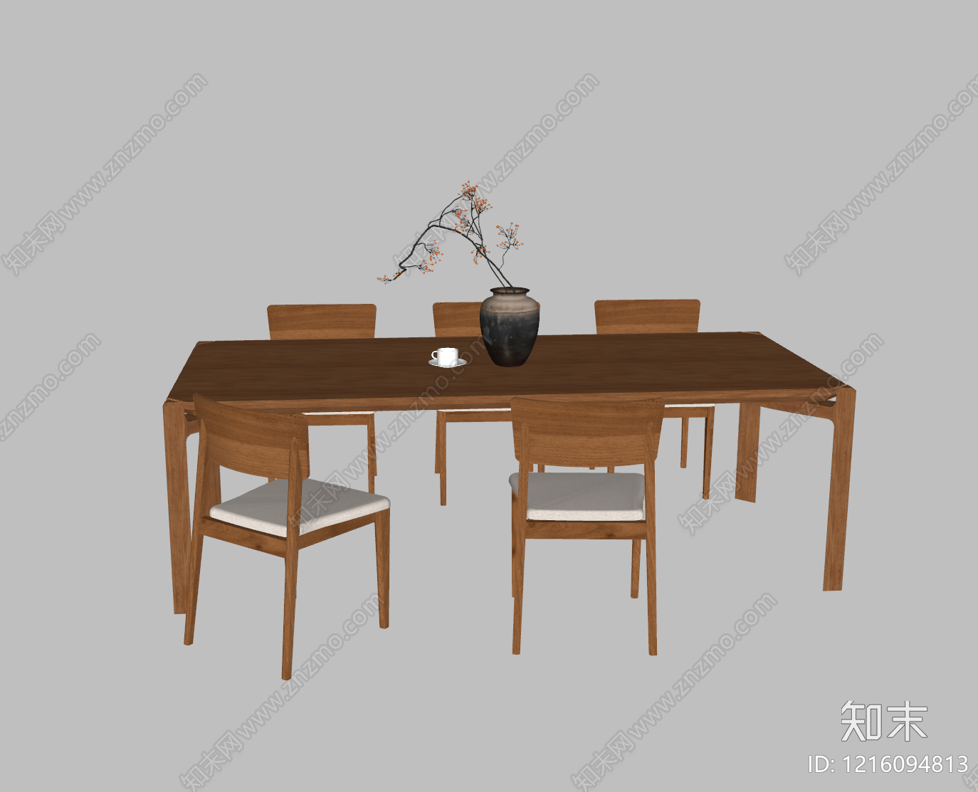 新中式餐桌椅SU模型下载【ID:1216094813】