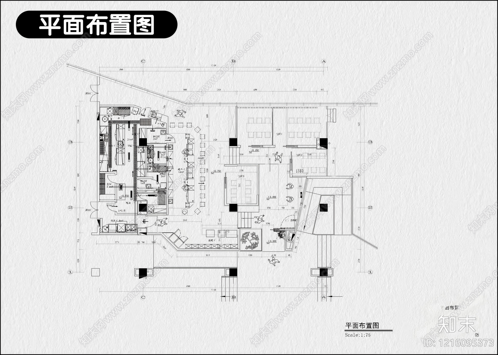 日式其他餐饮空间cad施工图下载【ID:1216095373】
