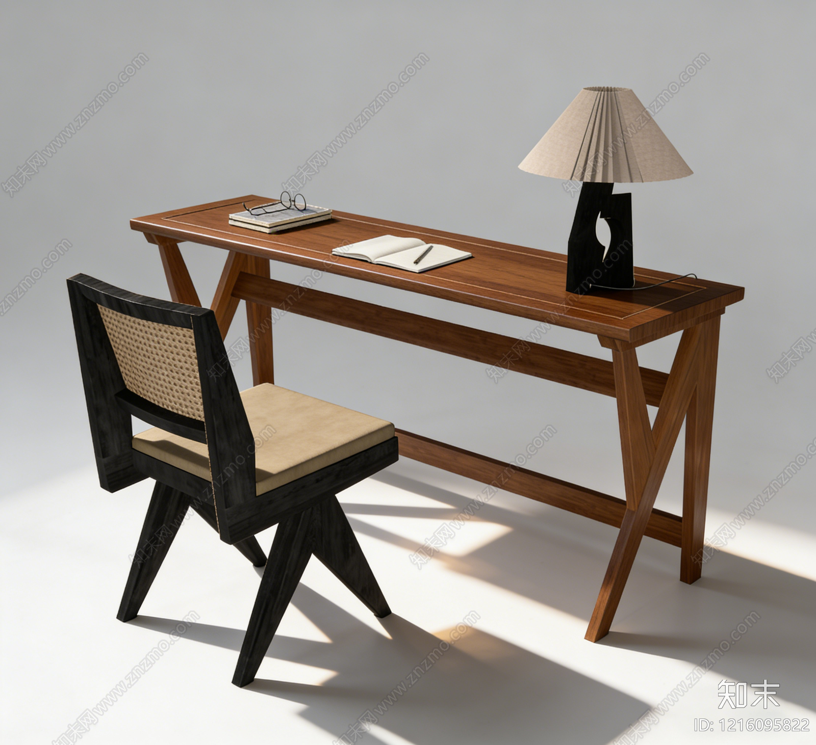 中古风书桌椅SU模型下载【ID:1216095822】